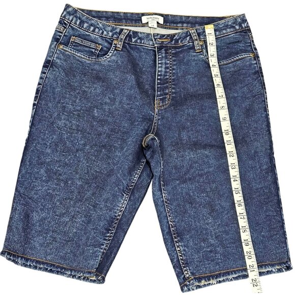 Haute Hippie Tribe Women's Denim Bermuda Shorts Size 14 Frayed Hem Stretchy Cott - Picture 7 of 9